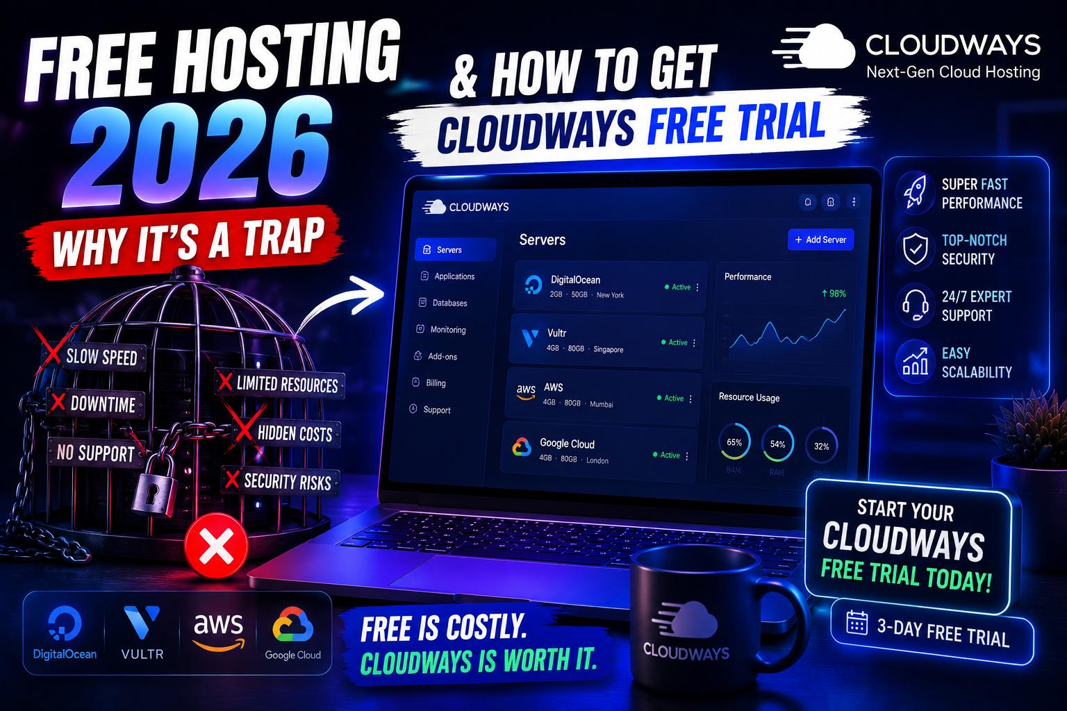 Free Hosting 2026 vs Cloudways Free Trial